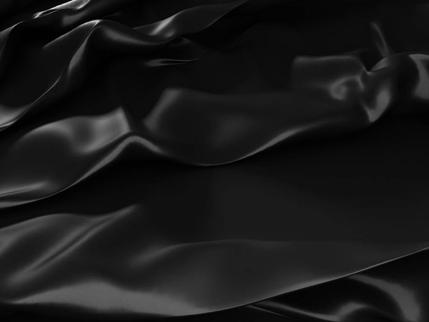 Black Silk Cloth Abstract Background - Foto, afbeelding
