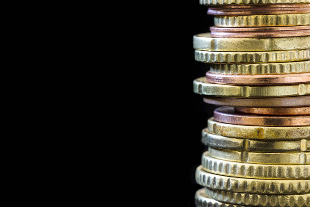 Stack of Euro Coins over black Background - Foto, immagini