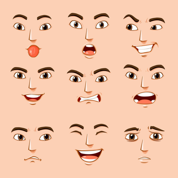 Verschiedene Gesichtsausdrücke des Menschen - Vektor, Bild