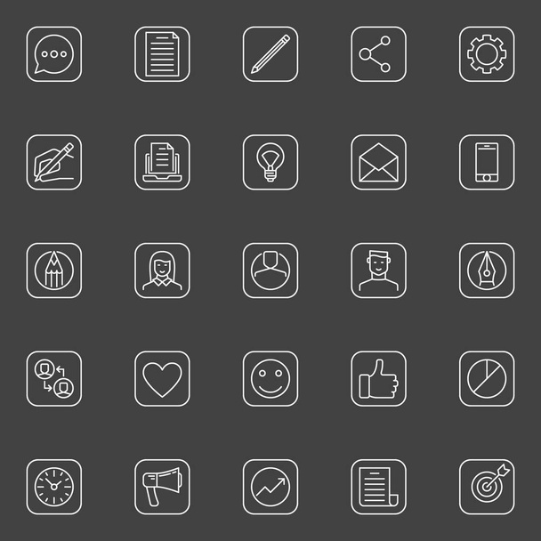 Blogging outline simple icons - Вектор, зображення