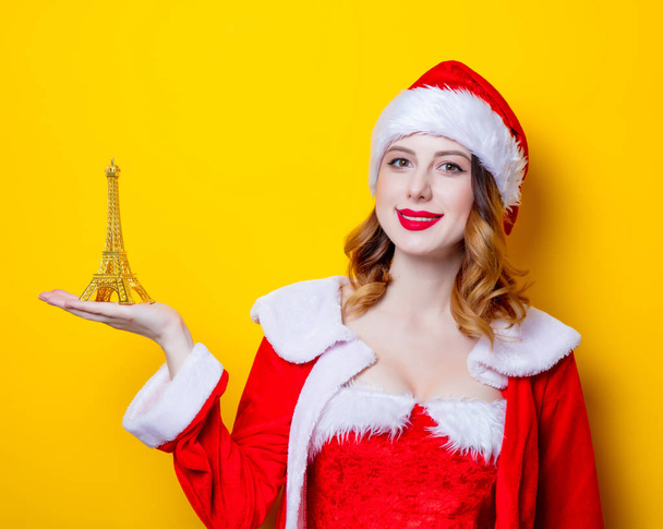Santa girl avec tour Eiffel cadeau
 - Photo, image