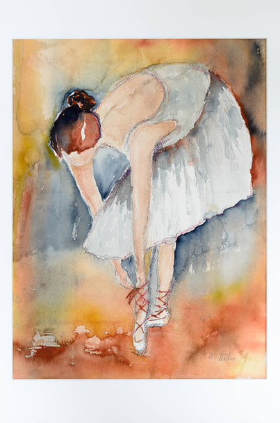 Pittura d'arte moderna ad acquerello di una ballerina
 - Foto, immagini