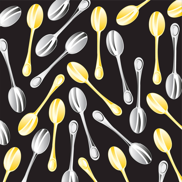 Golden and iron spoon - Vektor, kép