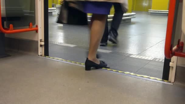 Mensen lopen uit de trein op het Station - Video
