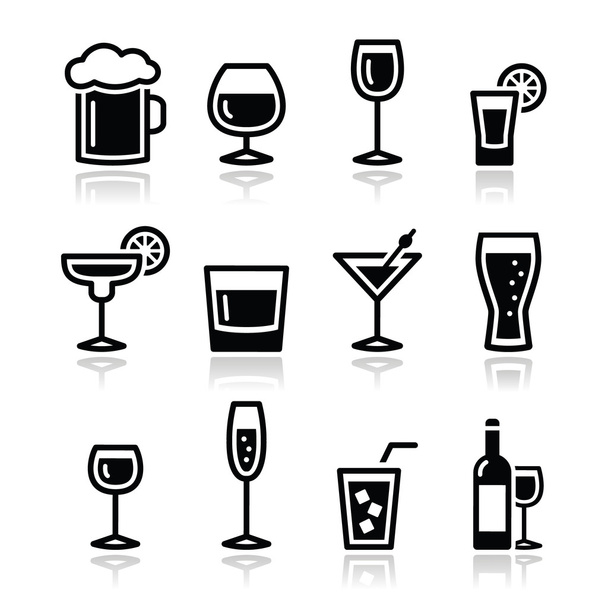 Conjunto de iconos de bebidas alcohólicas
 - Vector, Imagen