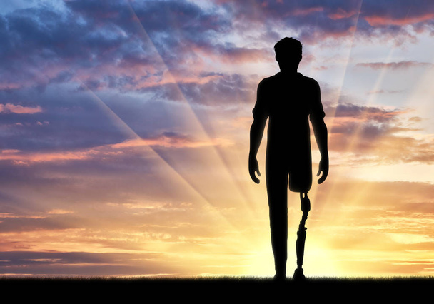 Concepto de discapacidad, pierna protésica
 - Foto, imagen