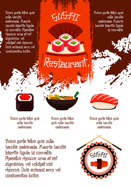 Sushi restaurant vector poster template - Vector, Image