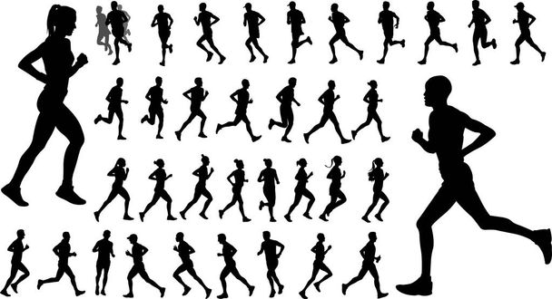 runners silhouettes collection - Vector, Image