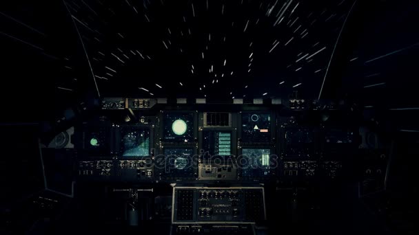 Ένα σημείο πιλότος διαστημόπλοιο πιλοτήριο δείτε Ταξιδεύοντας στην ταχύτητα του φωτός στο χώρο - Πλάνα, βίντεο