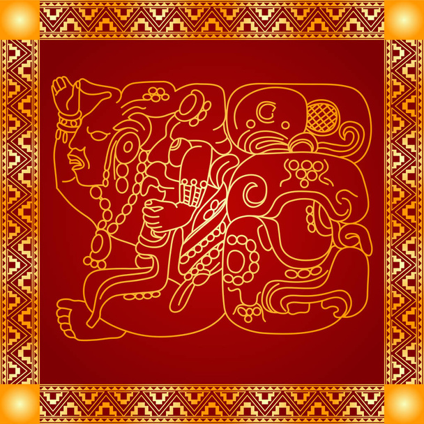Ornamentos vetoriais simbólicos dourados de índios nativos americanos, astecas e maias
 - Vetor, Imagem