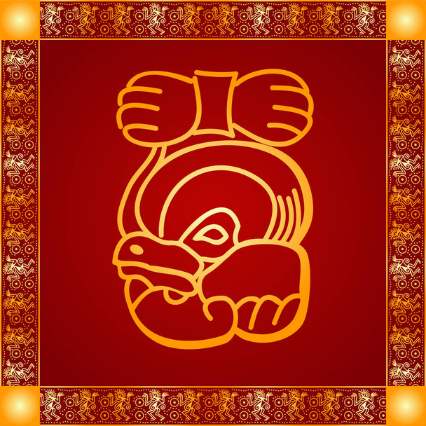 Amerikan yerli Kızılderililer, Aztek ve Maya altın sembolik vektör süsleri - Vektör, Görsel