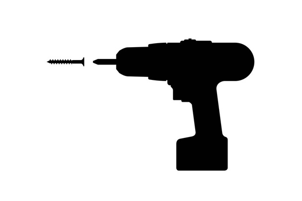 Electric screwdriver black silhouette - Vektör, Görsel