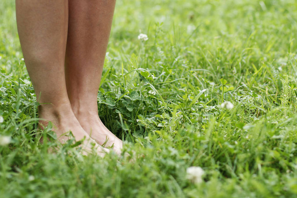 ženské nohy na zelené trávě - Fotografie, Obrázek
