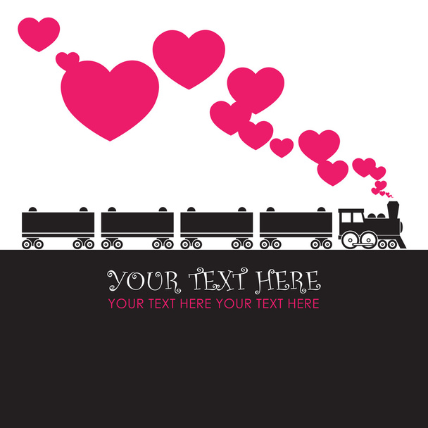 Abstract vector illustration with locomotive and hearts. - Vektor, Bild