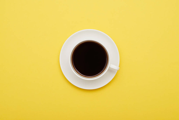 Cup of coffee, flat lay - Foto, Imagem