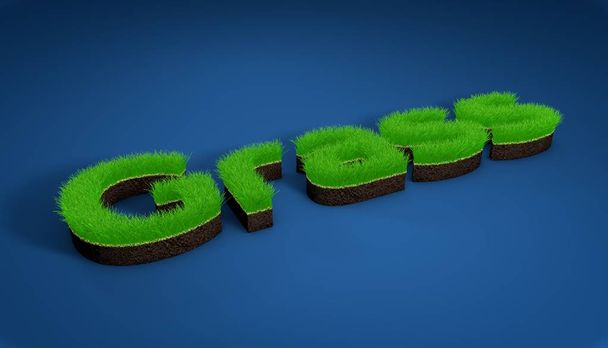 La inscripción hierba 3D renderizado, césped hierba
 - Foto, Imagen