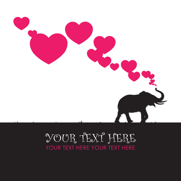 Abstract vector illustration with elephant and hearts. - Vector, Imagen