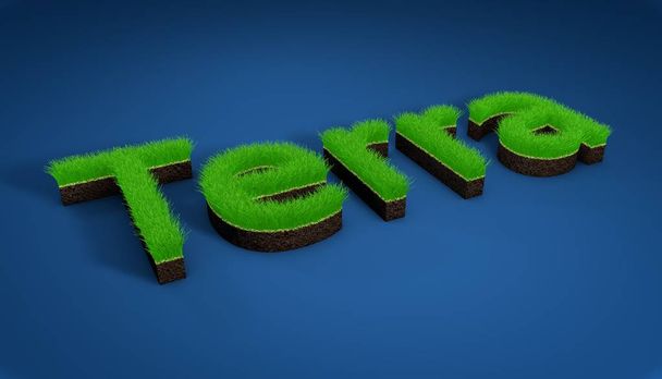 La inscripción terra 3D renderizado, césped hierba
 - Foto, Imagen