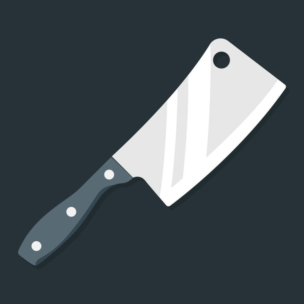 Cuchillo de carnicero. Cuchillo de cocina y cuchillo de carne ilustración vectorial en estilo plano sobre un fondo gris. Vista superior. Imagen de calidad premium
. - Vector, imagen