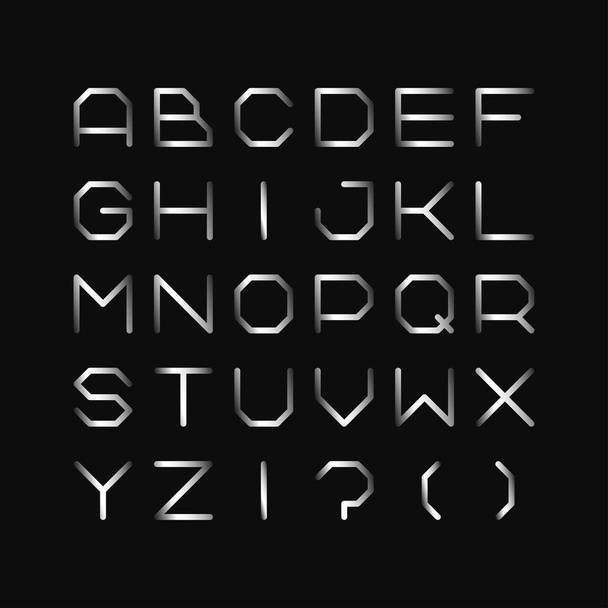 Metal font. Iron english alphabet. Steel latin letters. - Vecteur, image