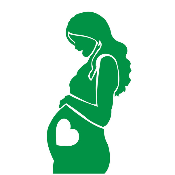 pregnant profile mother silhouette - Vector, Image