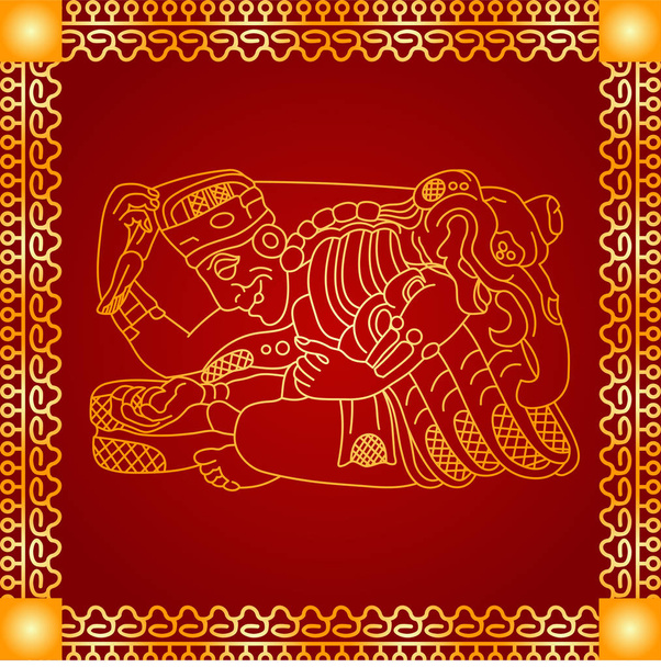 goldene symbolische Vektororornamente amerikanischer Ureinwohner, Azteken und Maya - Vektor, Bild