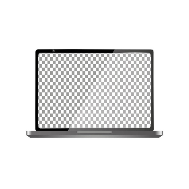 Realistic Laptop with Transparent Wallpaper Screen Isolated. Easily Editable Vector. - Vector, Image