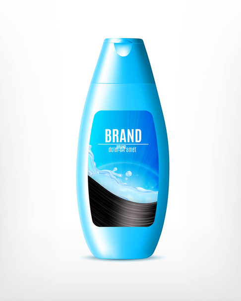 blauwe shampoo fles - Vector, afbeelding