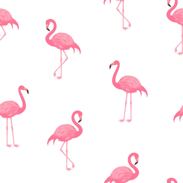 Vector illustration of pink flamingos. Seamless pattern. Exotic tropical bird.  - Vecteur, image
