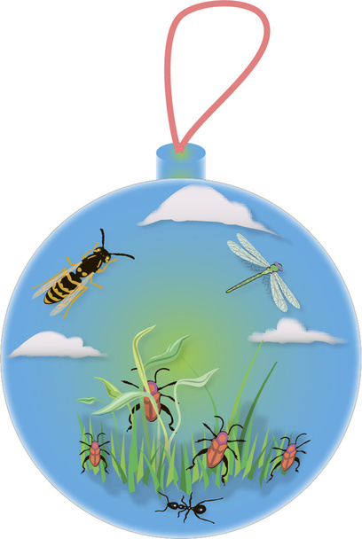 Vánoční koule s hmyzem - Vektor, obrázek