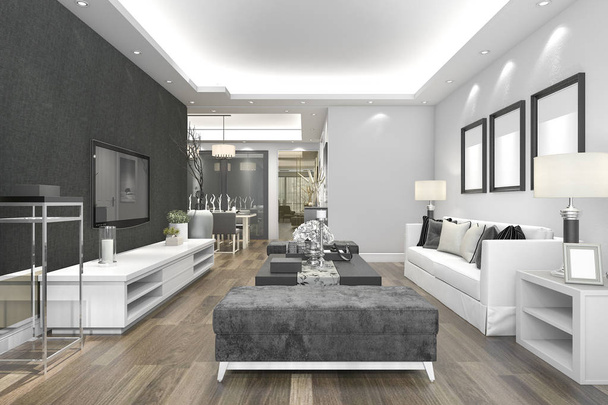 3D rendering luxust és a modern nappali  - Fotó, kép