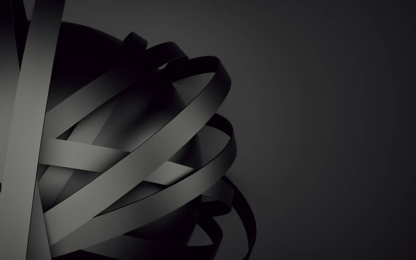Black abstract sphere ball background for your design. 3d render - Fotografie, Obrázek