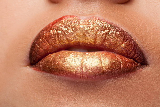 Close up of lips with lipstick on them - Foto, Imagen