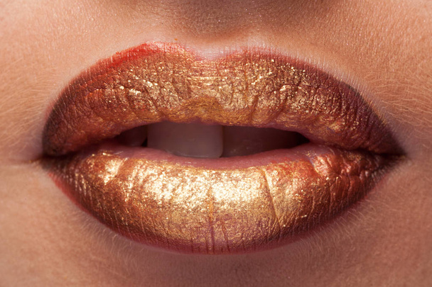 Close up shooting of mouth with lipstick - Photo, Image