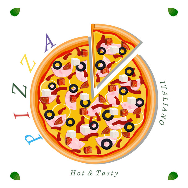 De thema-pizza - Vector, afbeelding