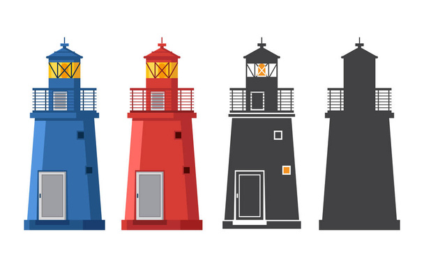 Lighthouse Icon in Flat and Outline Style - ベクター画像