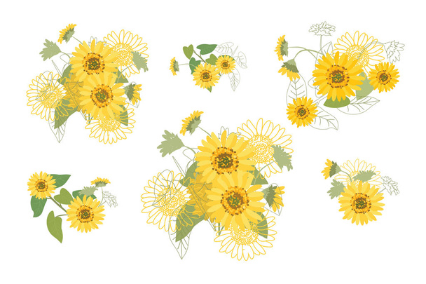 Vector Illustration Yellow Sunflowers - Vektor, obrázek