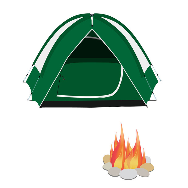 Camping tent and campfire - Foto, imagen