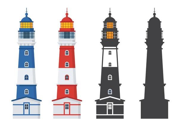 Lighthouse Icon in Flat and Outline Style - Vecteur, image