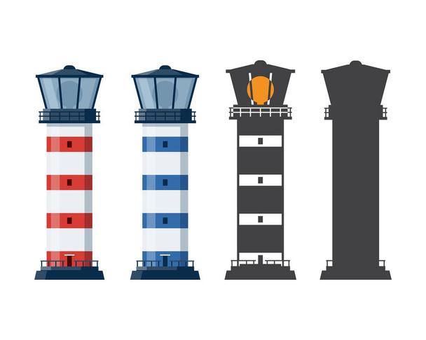 Lighthouse Icon in Flat and Outline Style - Vektor, kép