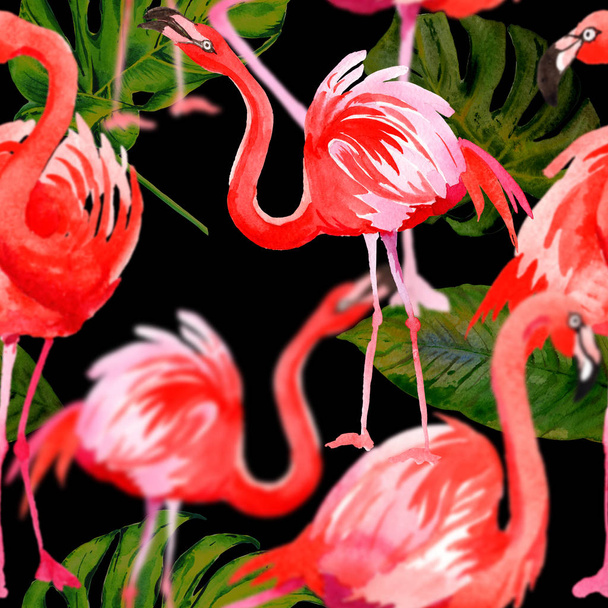Égbolt madár flamingó minta egy vadon élő állatok akvarell stílus. - Fotó, kép