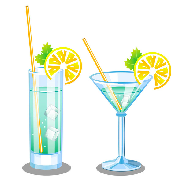 Set with two glasses for martini and Mojito. - ベクター画像