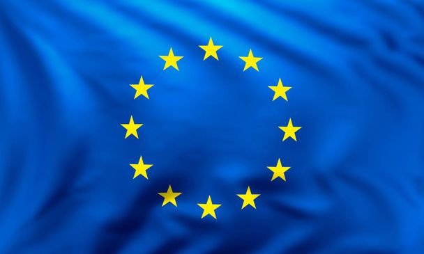 Европейский флаг на ветру
 - Фото, изображение