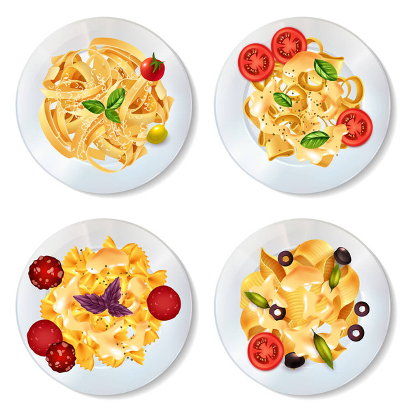 Pasta Dishes Set - Vector, Image