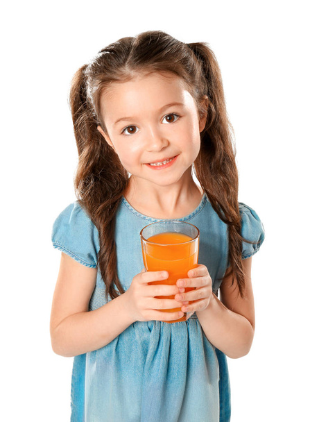 Cute little girl with glass of juice - Zdjęcie, obraz