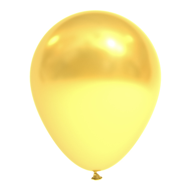 反射で白い背景に分離された黄金のバルーン。3 d のレンダリング - 写真・画像