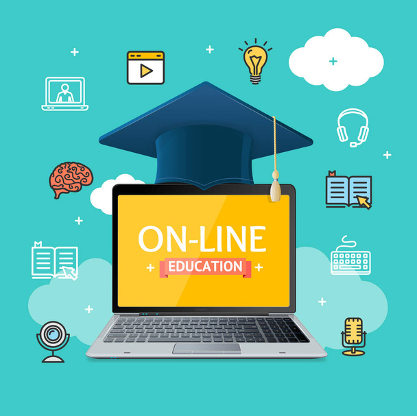 Education Online Concept. Vector - Vector, Image