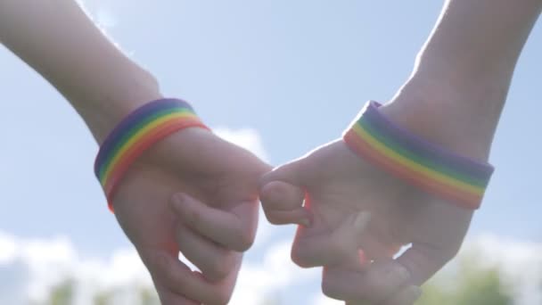 Csatlakozott kezét LMBT, naplemente, ég - Felvétel, videó