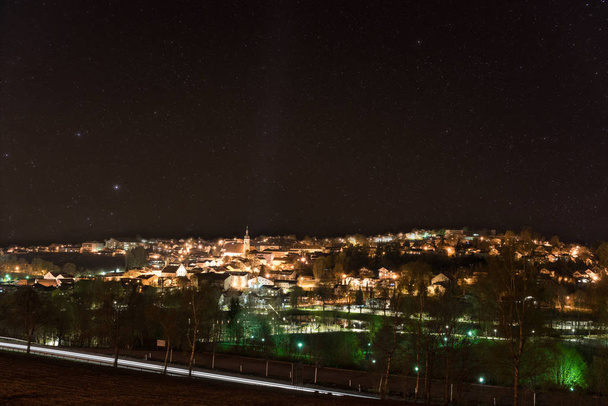 Night shot of the city Grafenau in the bavarian forest - Photo, Image