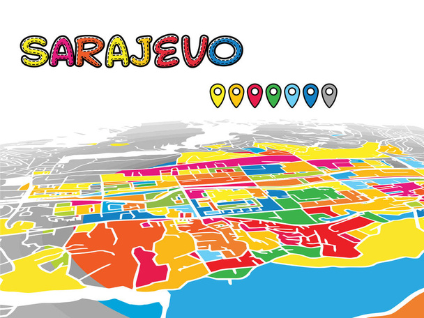 Carte vectorielle 3D centre-ville de Sarajevo
 - Vecteur, image